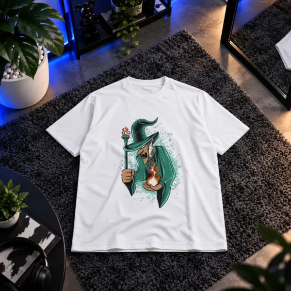 تیشرت جادوگر طرح عصای آتشین سبز کد 10179
