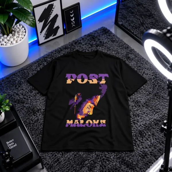 تیشرت پست مالون طرح پرتره بنفش (Post Malone) کد 1022