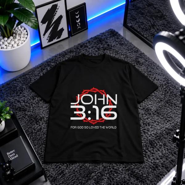 تیشرت نوشته John 3:16 و تاج خار کد 1026