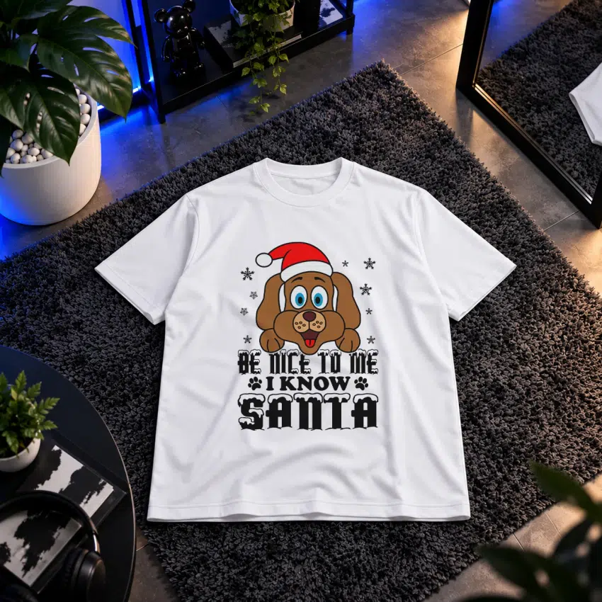 تیشرت سگ طرح Be Nice to Me I Know Santa کد 10342