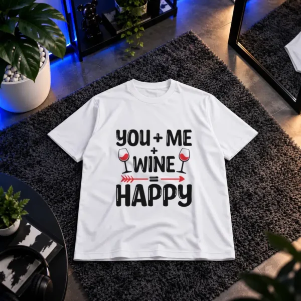 تیشرت تایپوگرافی You Me Wine Happy کد 10344