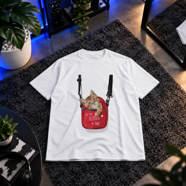 تیشرت گربه داخل کیف طرح Are You Kitten Me کد 10500