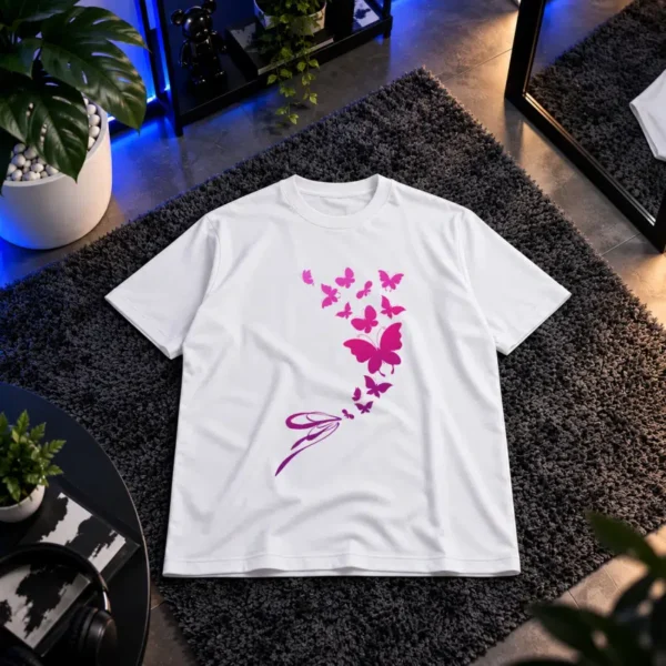 تیشرت پروانه طرح بنفش کد 10787