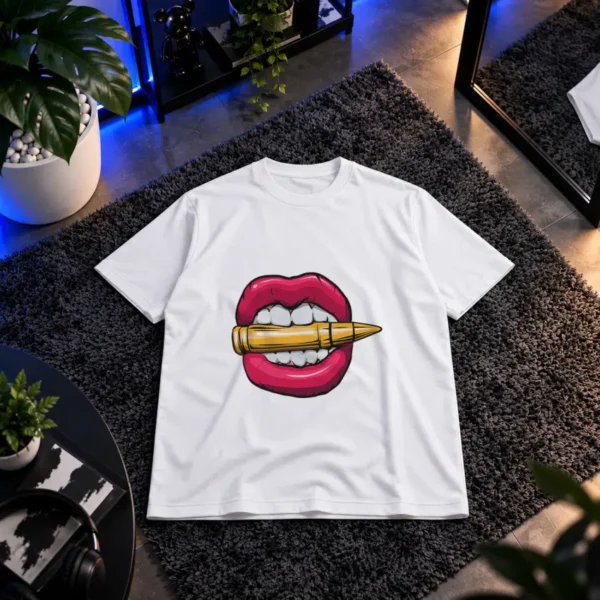 تیشرت لب و فشنگ طرح گرافیکی کد 10859