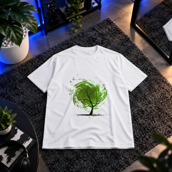 تیشرت درخت سبز طرح نقاشی انتزاعی کد 11178