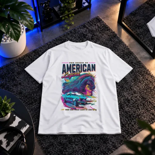 تیشرت خودرو طرح اسب و ماشین کلاسیک American Legend کد 12385