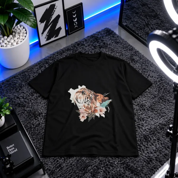 تیشرت ببر طرح کلاژ گل کد 12812