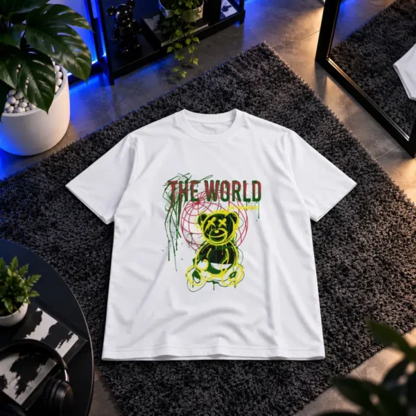 تیشرت خرس گرافیتی طرح The World کد 13349