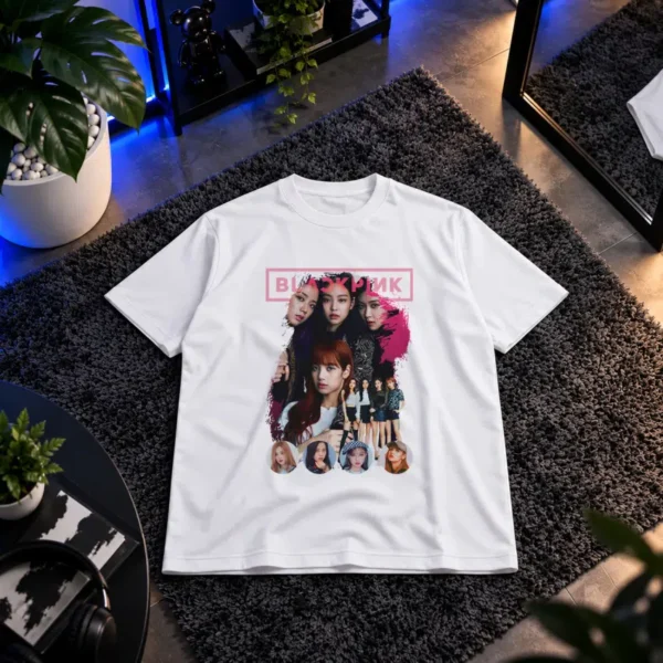 تیشرت گروه بلک‌پینک طرح کلاژ اعضا (BLACKPINK) کد 13524
