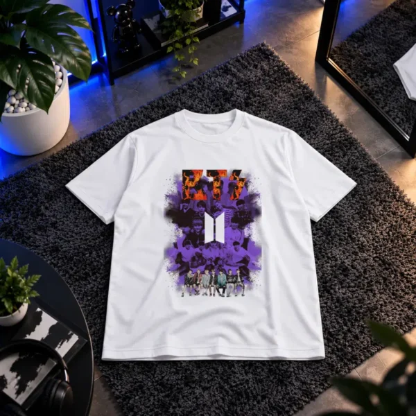 تیشرت بی‌تی‌اس طرح لوگو شعله‌ای (BTS) کد 13777