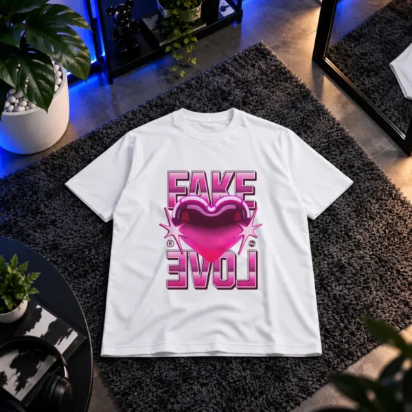 تیشرت طرح قلب Fake Love کد 13847