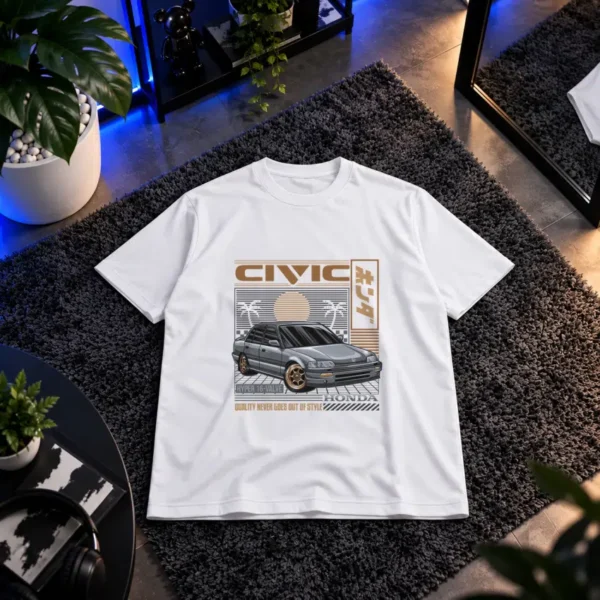 تیشرت هوندا سیویک طرح ساحلی رترو (Honda Civic) کد 14419