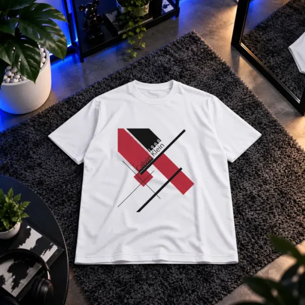 تیشرت طرح انتزاعی قرمز و مشکی Calvin Klein کد 14427