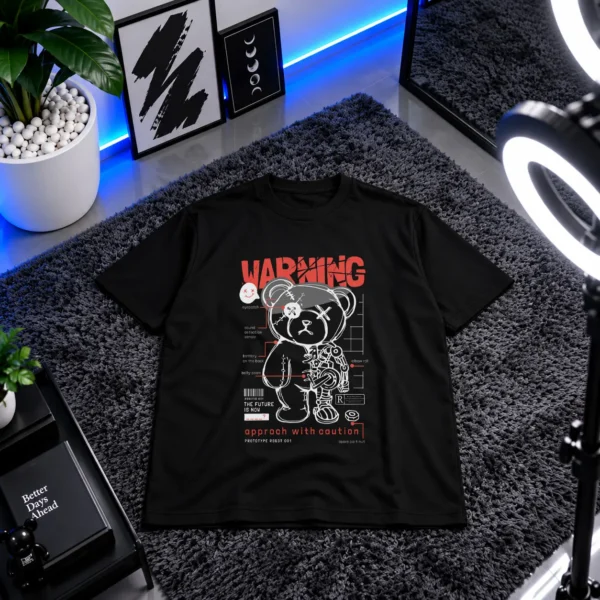 تیشرت خرس نیمه‌رباتیک و نوشته Warning کد 1469