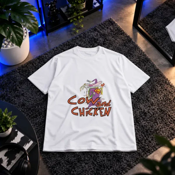 تیشرت کارتون گاو و مرغ طرح رنگی (Cow and Chicken) کد 14788