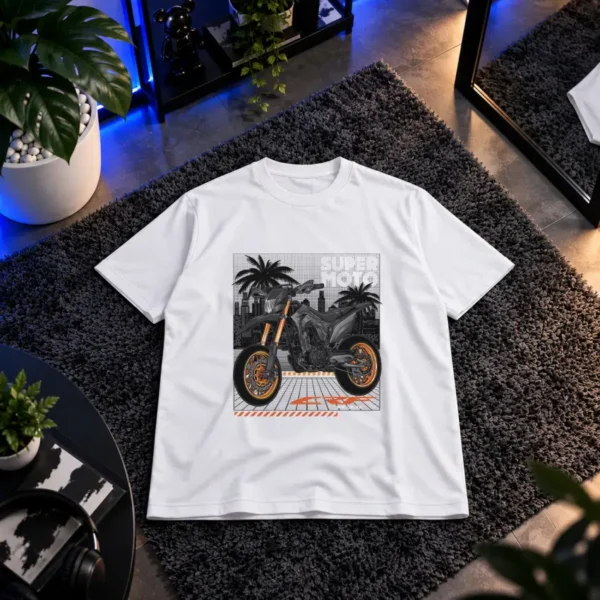 تیشرت موتورکراس طرح Super Moto خاکستری کد 14821