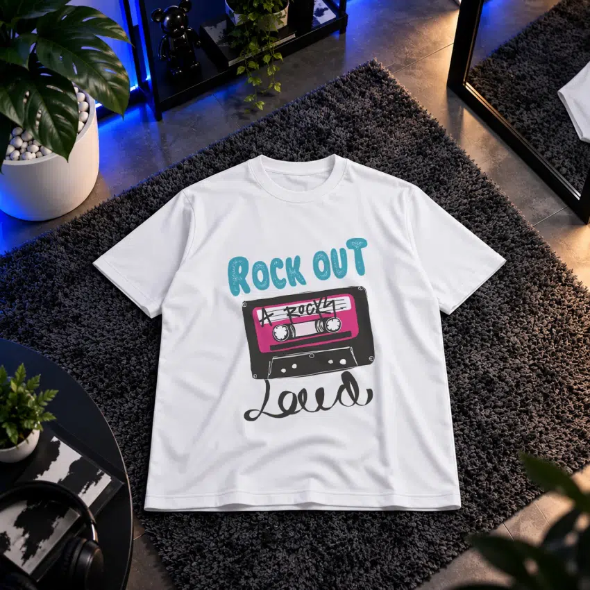 تیشرت سگ طرح نوار کاست Rock Out کد 14974