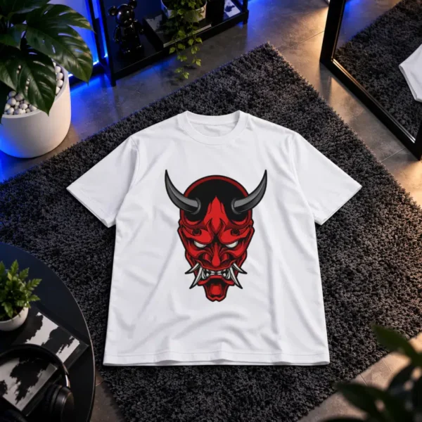 تیشرت طرح ماسک اهریمنی قرمز (Oni Mask) کد 14993