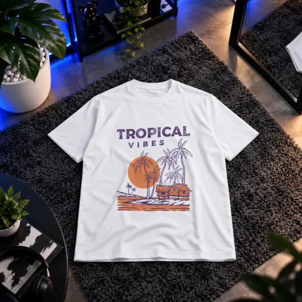 تیشرت ساحل طرح Tropical Vibes کد 15054