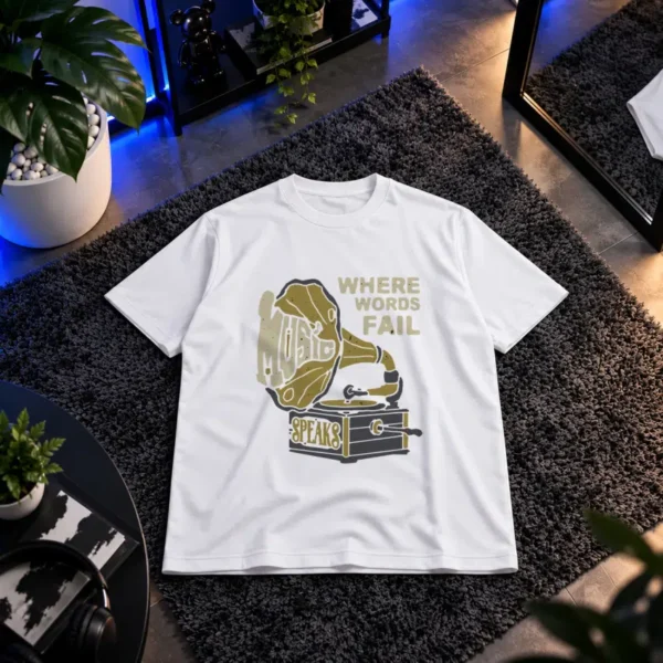تیشرت گرامافون طرح Where Words Fail Music Speaks کد 15158