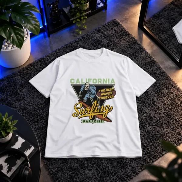 تیشرت طرح جمجمه موج‌سوار California Surfing کد 15265