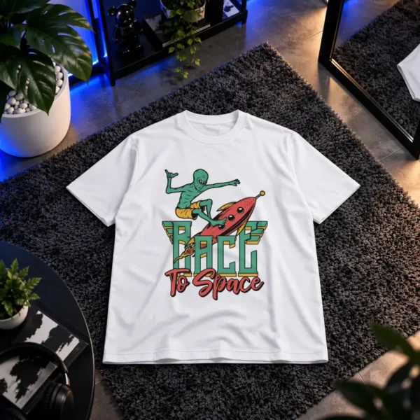 تیشرت طرح بیگانه راکت‌سوار Race to Space کد 15299