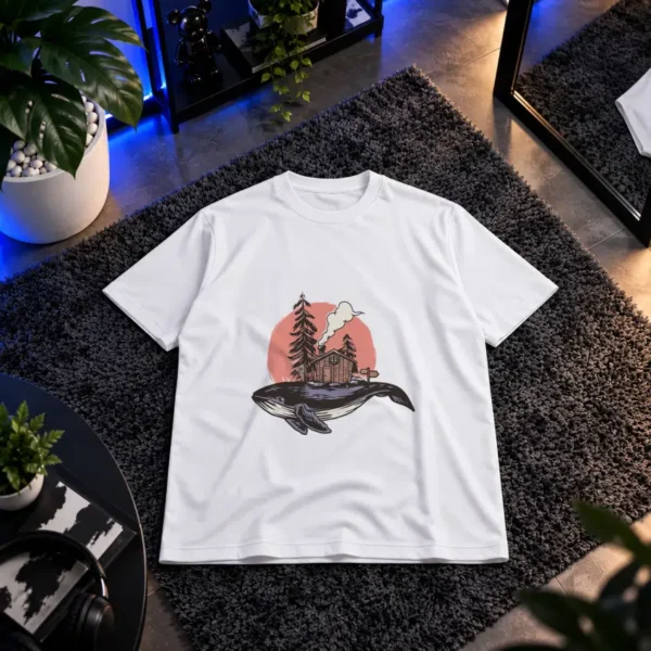 تیشرت نهنگ طرح کلبه جنگلی کد 15433