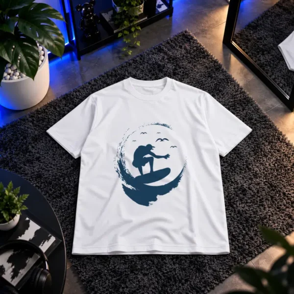 تیشرت طرح سیلوئت موج‌سواری کد 16370
