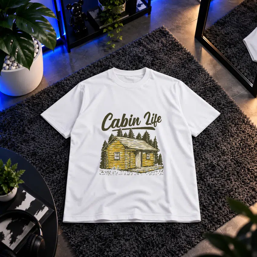 تیشرت طرح کلبه چوبی Cabin Life کد 16657