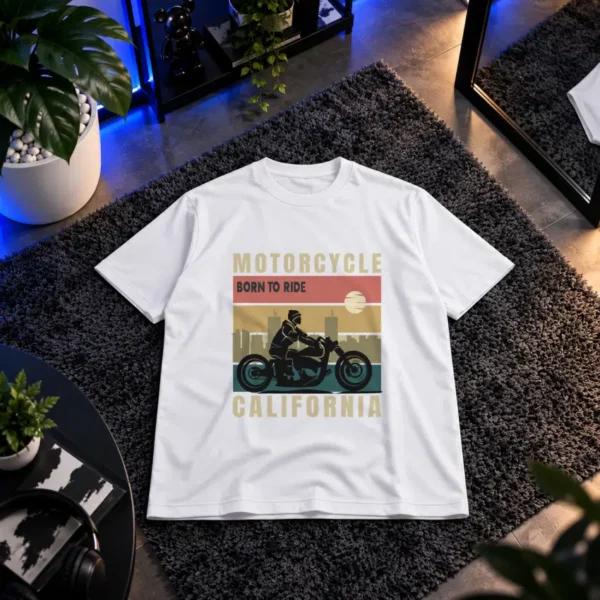 تیشرت موتورسیکلت طرح California Born to Ride کد 16684