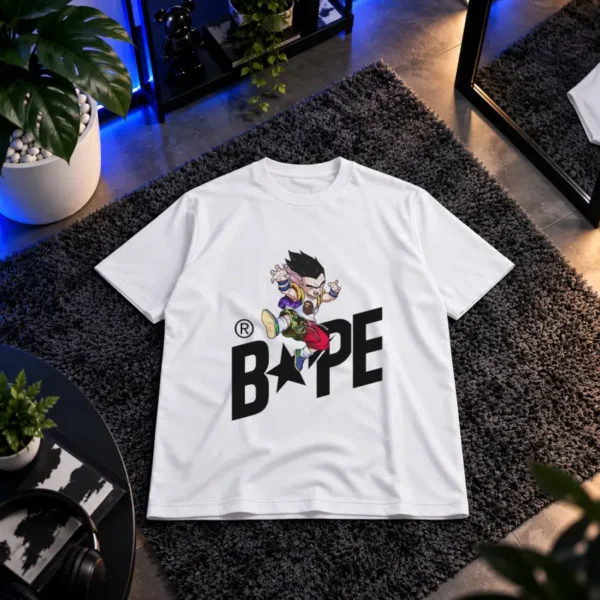تیشرت انیمه دراگون بال طرح گوتنکس و لوگوی BAPE کد 17550