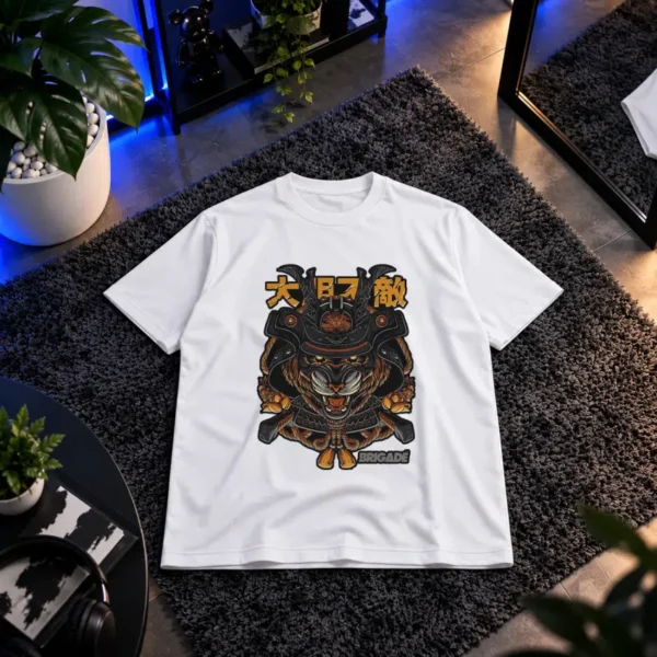 تیشرت سامورایی ژاپنی طرح ماسک شیطانی کد 17853