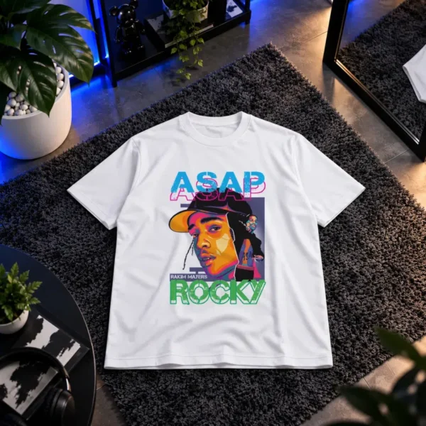 تیشرت طرح پرتره رنگی ای‌سپ راکی (ASAP Rocky) کد 18687