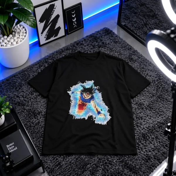 تیشرت انیمه دراگون بال طرح گوکو بلو اکشن (Blue Goku Action) کد 19843