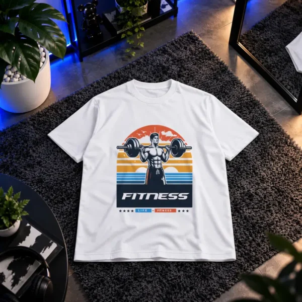 تیشرت بدنسازی طرح رترو Fitness کد 20214