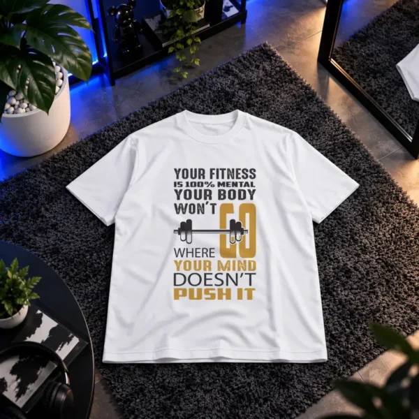 تیشرت بدنسازی طرح Your Fitness is 100% Mental کد 20406
