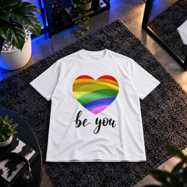 تیشرت طرح قلب رنگین‌کمانی Be You کد 20680