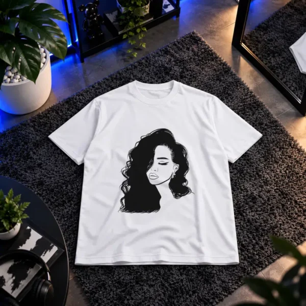 تیشرت زن طرح سیلوئت مو کد 20839
