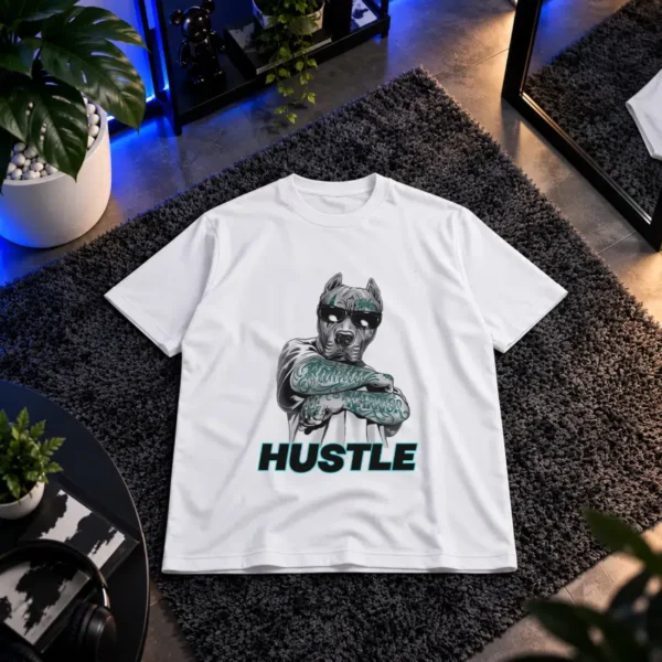 تیشرت سگ پیت‌بول طرح Hustle استریت‌ویر کد 21540