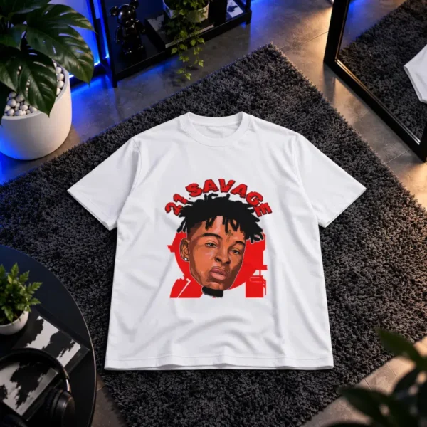 تیشرت توئنی وان سویج طرح پرتره قرمز (21 Savage) کد 22184