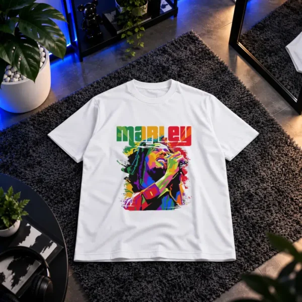 تیشرت باب مارلی طرح پرتره رنگارنگ (Bob Marley) کد 22736