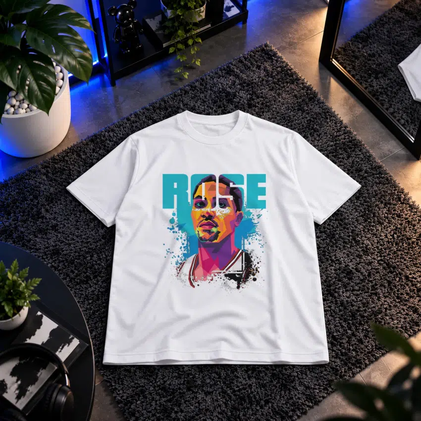 تیشرت دریک رز طرح پرتره رنگارنگ (Derrick Rose) کد 22739