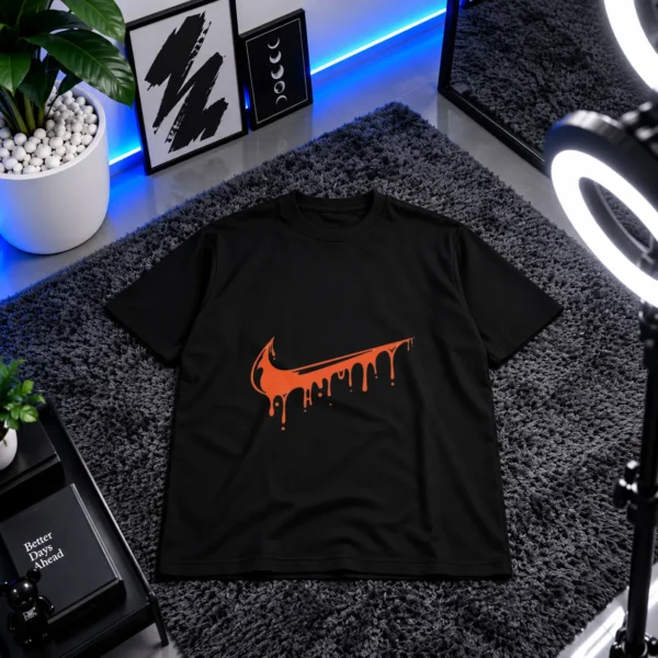تیشرت نایکی طرح لوگوی مایع نارنجی (Nike Drip) کد 24784