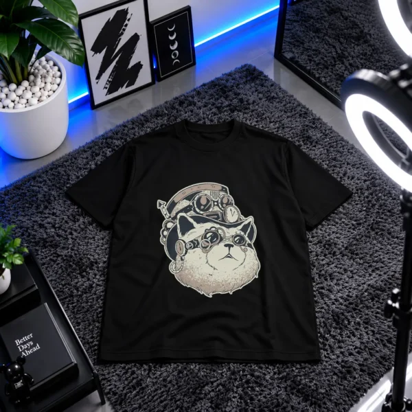 تیشرت گربه طرح استیم‌پانک (Steampunk Cat) کد 30380