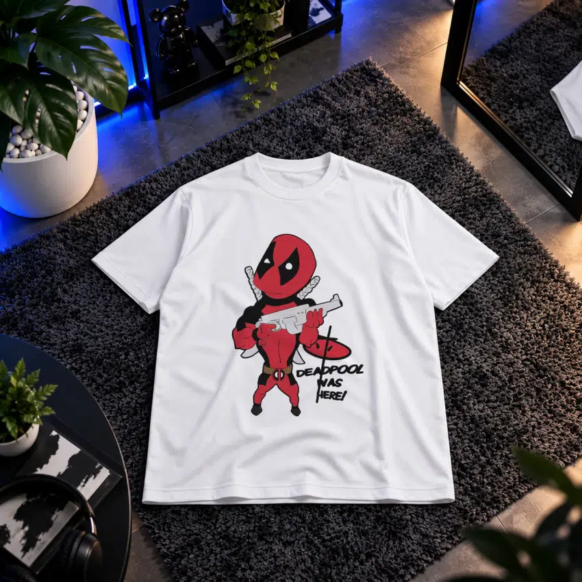 تیشرت ددپول طرح Was Here (Deadpool) کد 3135