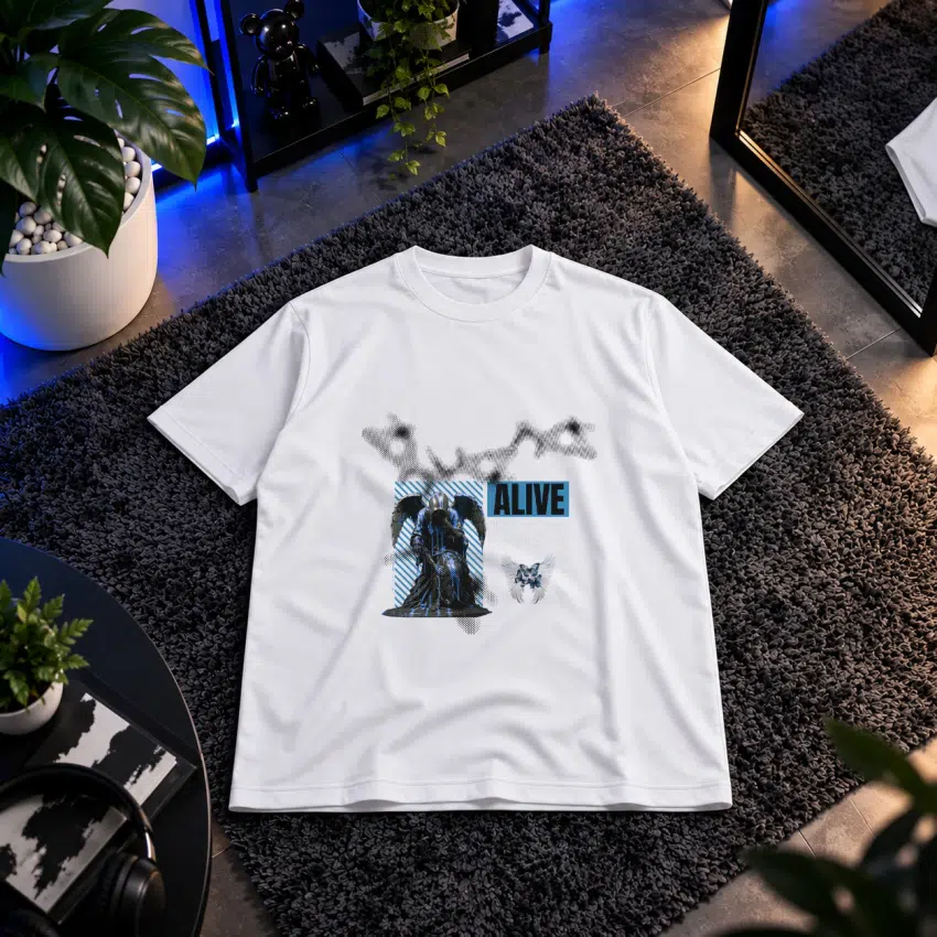 تیشرت پیکره نشسته در مه طرح Alive