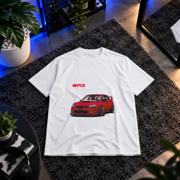 تیشرت سوبارو WRX STI قرمز طرح نمای جانبی