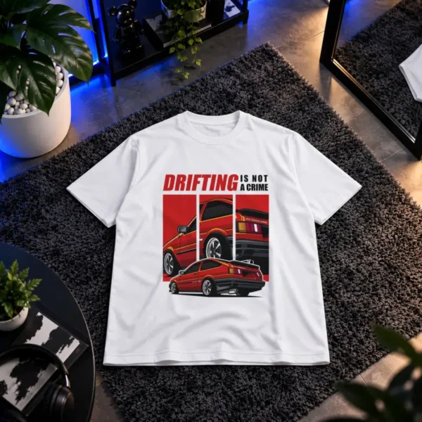 تیشرت ماشین دریفت قرمز طرح Drifting Is Not a Crime