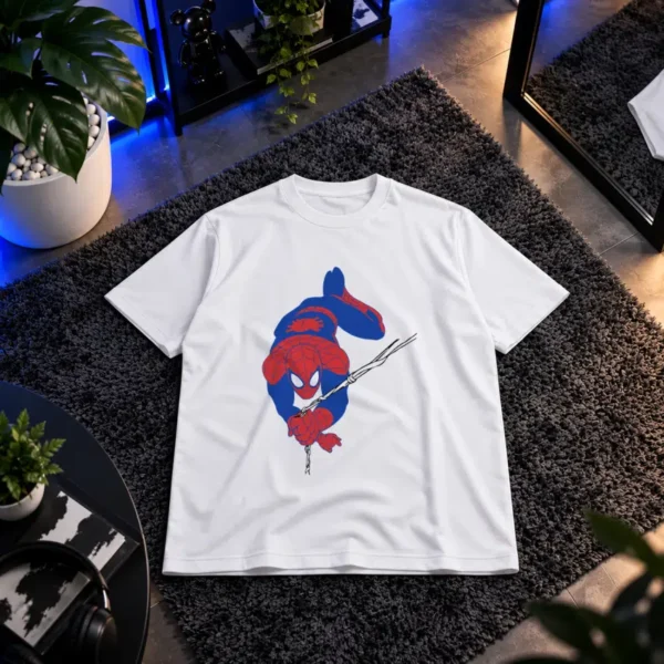 تیشرت مرد عنکبوتی طرح آویزان از تار (Spider-Man) کد 3876
