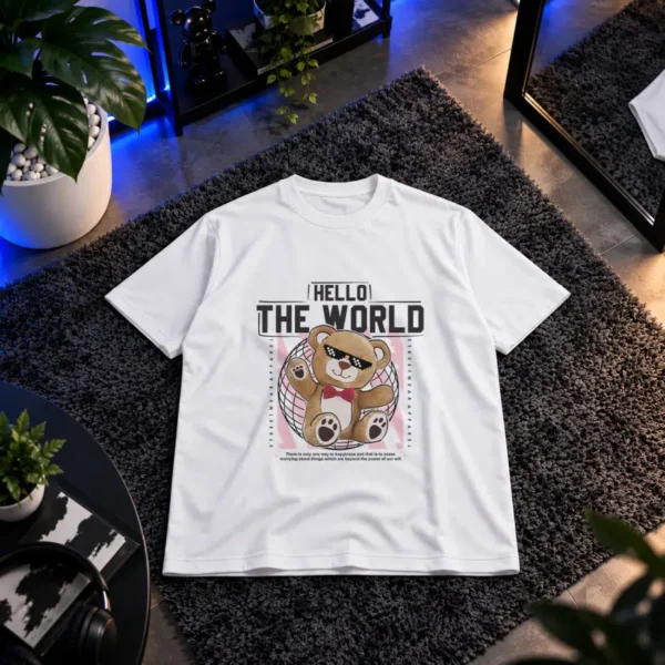 تیشرت خرس عروسکی طرح سلام دنیا (Hello the World)